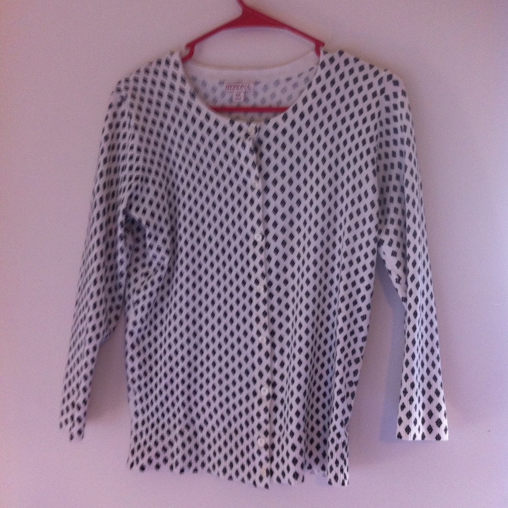 Merona Black & White Geometric Diamond Cardigan